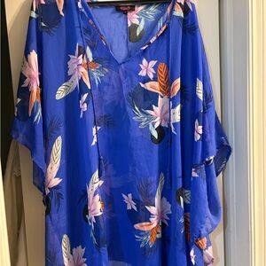 Blue Floral Women's Swim Coverup